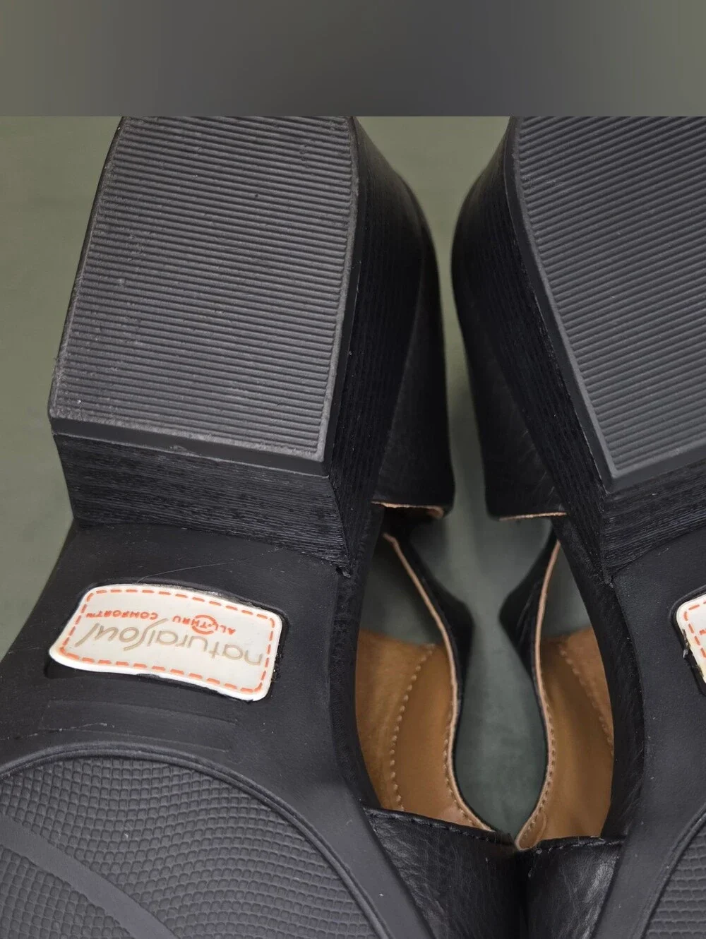 Natural Soul Daya Black Peep Toe Block Heel Sandal Size 9